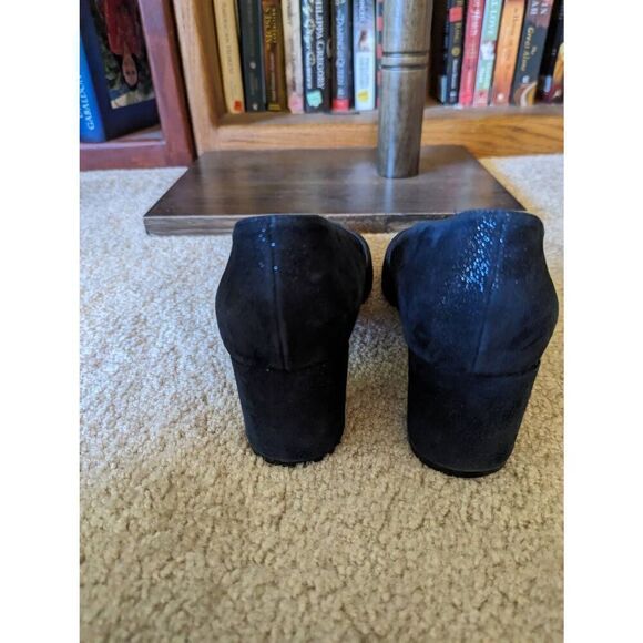 Alba Teci blue suede sparkly pointed toe round heel shoe sz 40 hand made italy - Picture 2 of 7